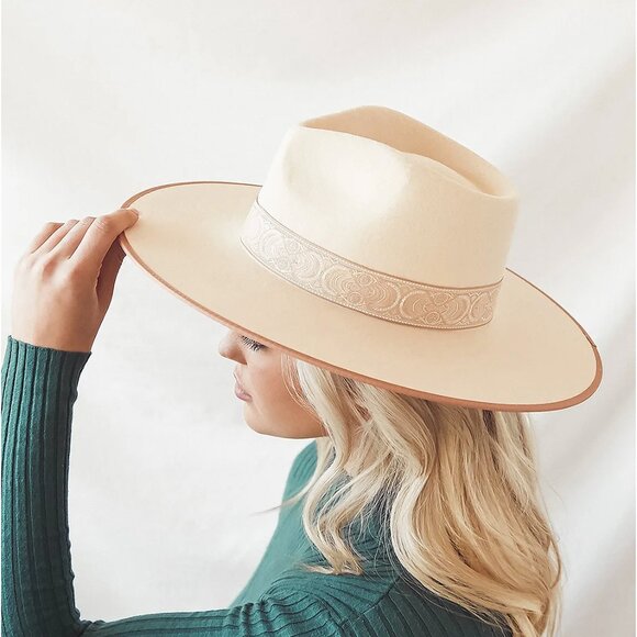 Rancher Blush and Ivory Special Wool Fedora Hat - Picture 2 of 2